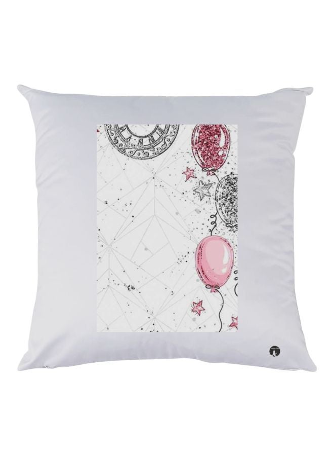 BP Balloons Printed Decorative Throw Pillow White/Pink/Black 30x30cm
