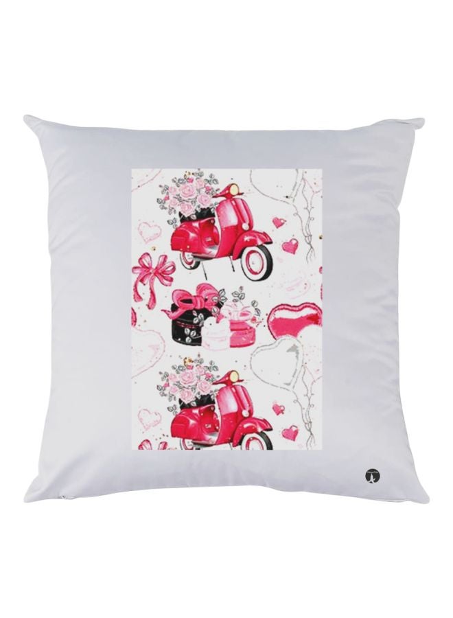 BP Scooter Printed Decorative Throw Pillow White/Pink/Black 30x30cm