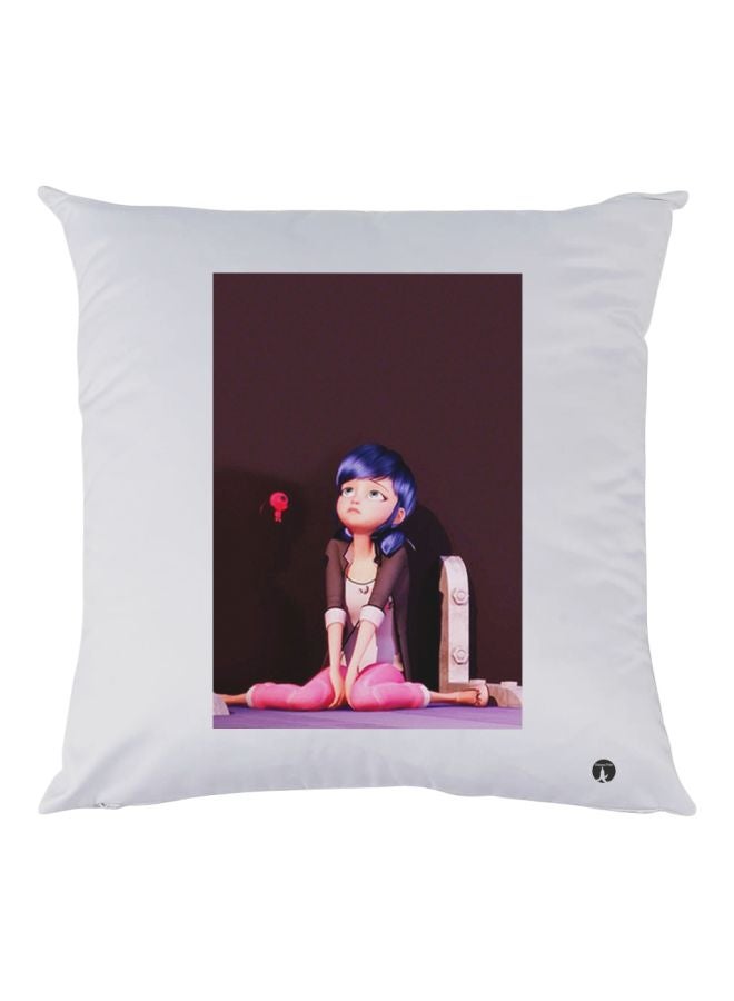 بي بي وسادة زينة بطبعة أنمي أبيض/بني/بنفسجي 30x30سم