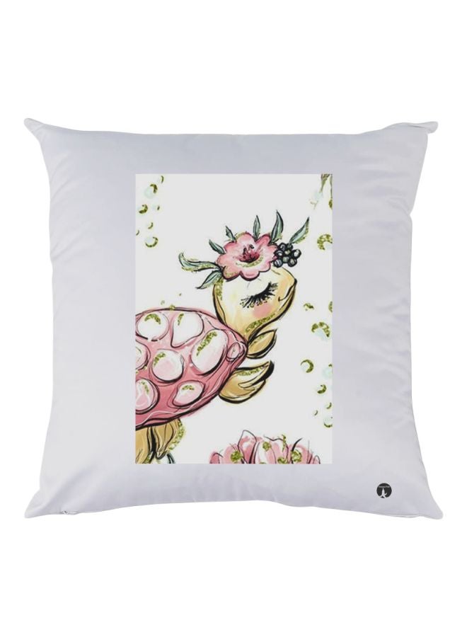 بي بي وسادة زينة بطبعة على شكل سلحفاة أبيض/بيج/وردي 30x30سم