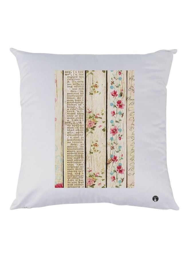 BP Flower Printed Throw Pillow White/Beige/Pink 30x30cm