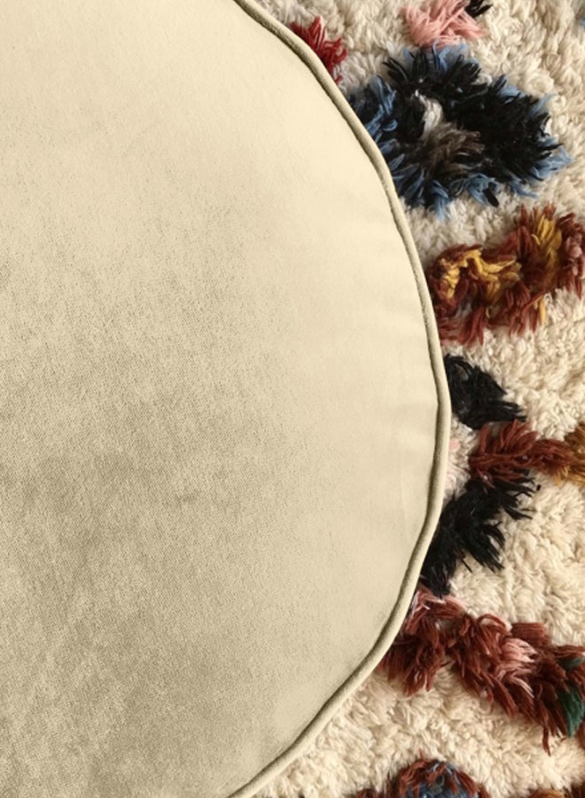 REGAL IN HOUSE - Round Shaped Floor Pouf Beige 60x20cm - Image 1