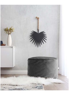 REGAL IN HOUSE Round Shaped Floor Pouf Grey 60x40cm  - Image 2
