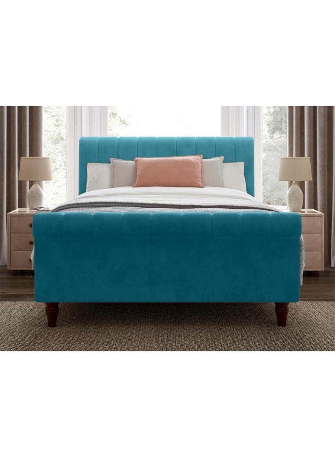 REGAL IN HOUSE Wooden Upholstered Bed Frame Turquoise 215x120x140cm  - Image 2