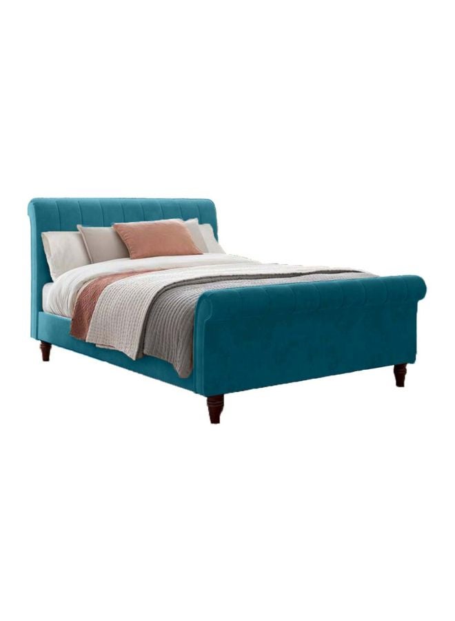 REGAL IN HOUSE Wooden Upholstered Bed Frame Turquoise 215x120x140cm  - Image 1