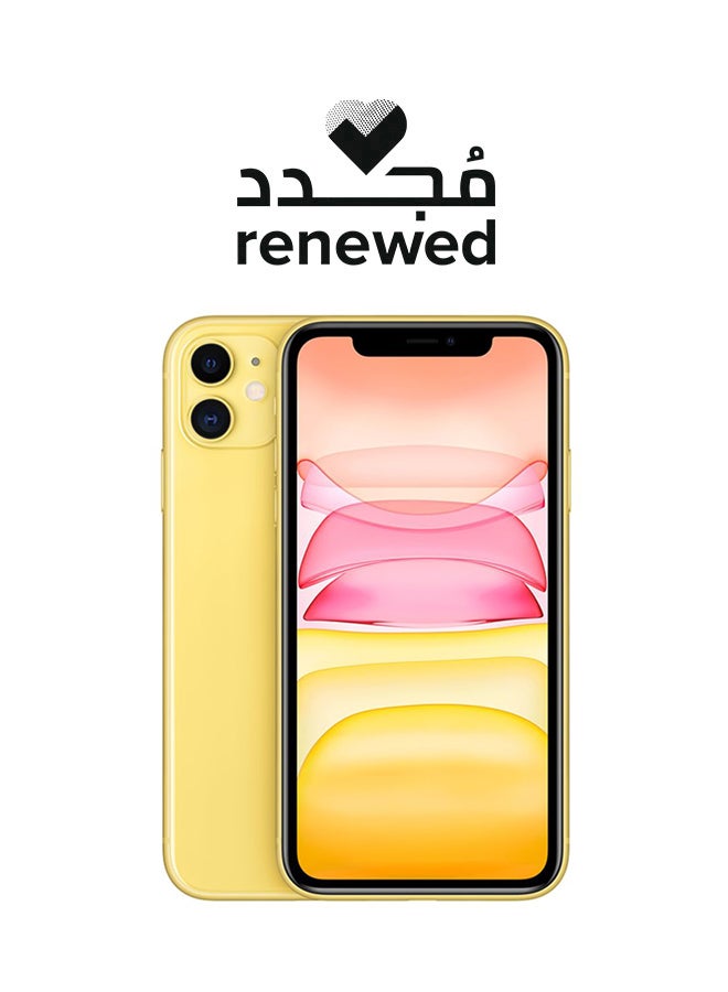 ابل  مُجدد - هاتف آيفون 11 ثنائي الشريحة مزود بتطبيق فيس تايم وذاكرة داخلية سعة 128 جيجابايت ويدعم تقنية 4G LTE - نسخة هونج كونج - لون أصفر - Image 1