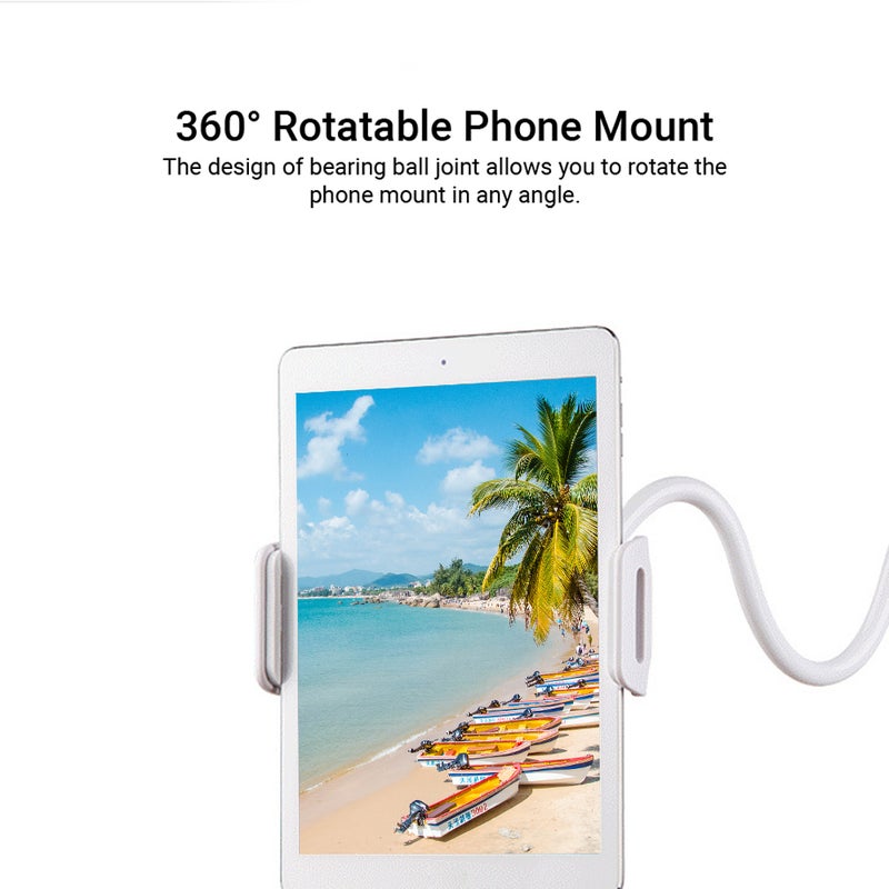 Flexible Gooseneck Tablet And Phone Holder Stand With Adjustable Mount White