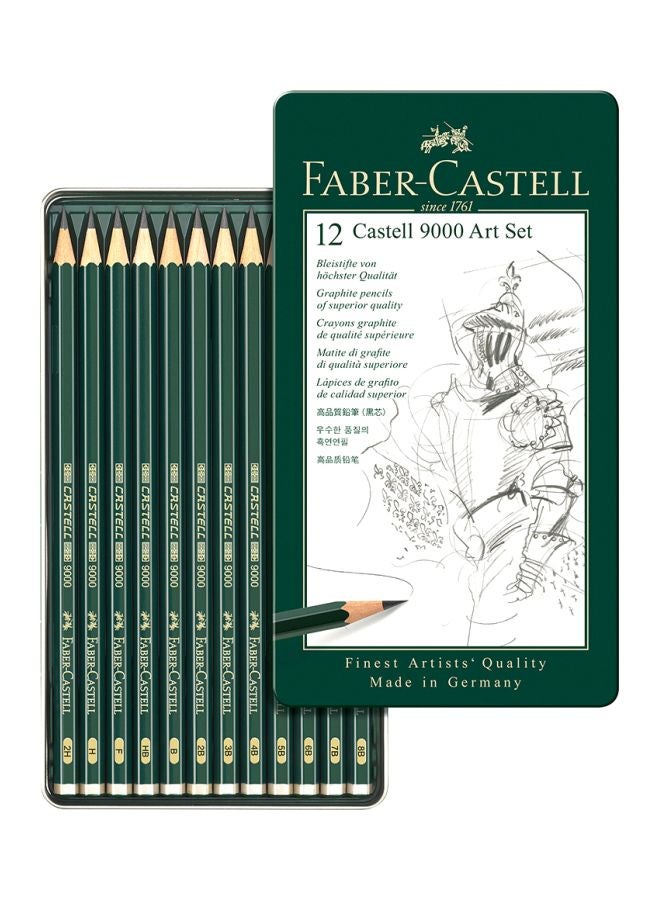 FABER-CASTELL 12-Piece 9000 Graphite Pencils Set Black - Image 1