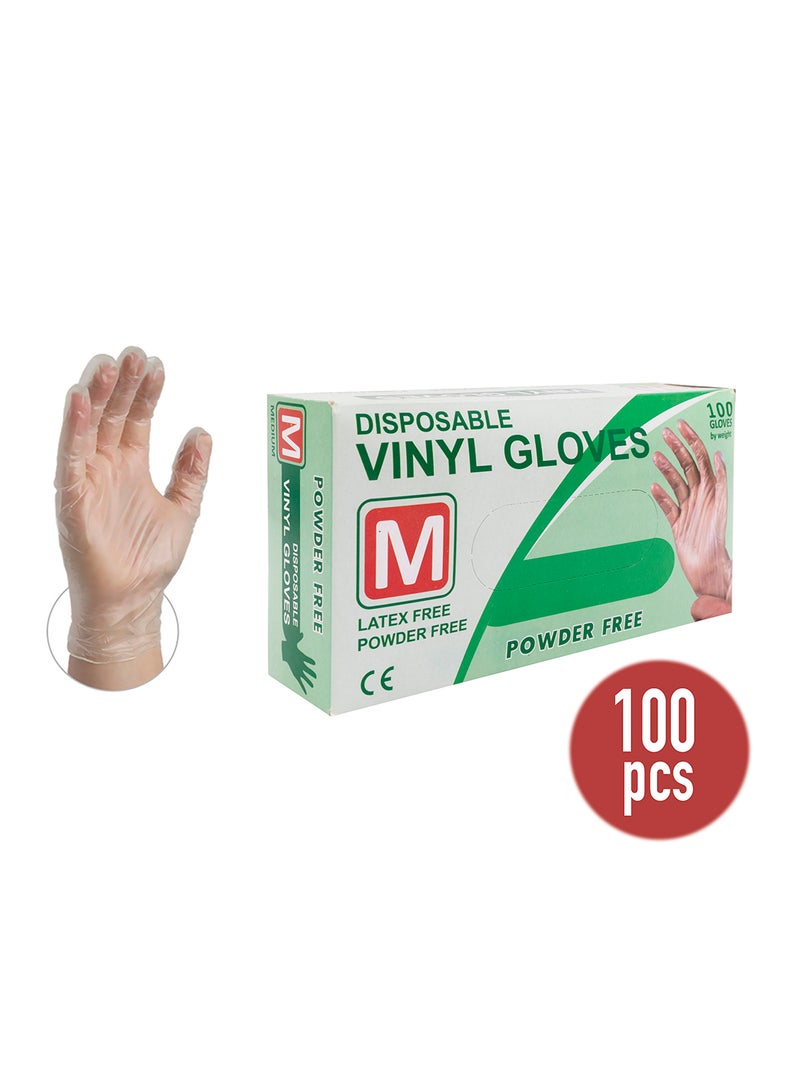 100 Piece Disposable Vinyl Gloves Medium Clear Clear - Image 2