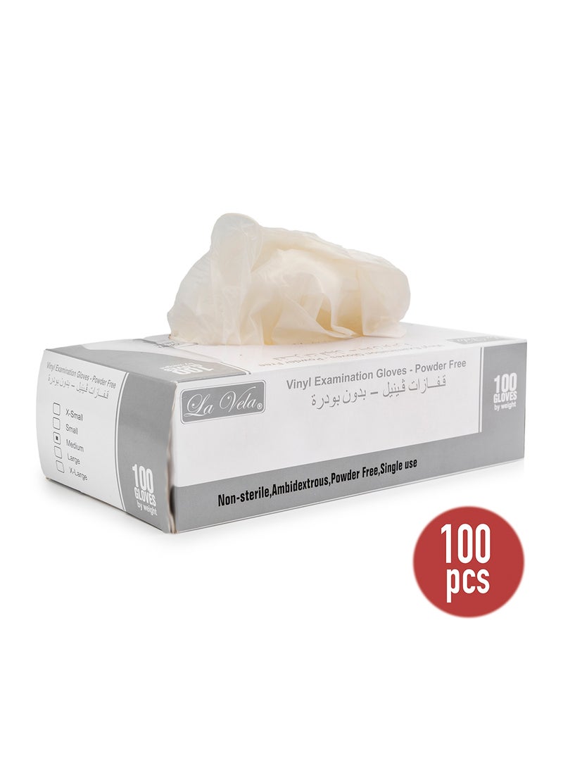 100 Piece Disposable Vinyl Gloves Medium Clear Clear - Image 1
