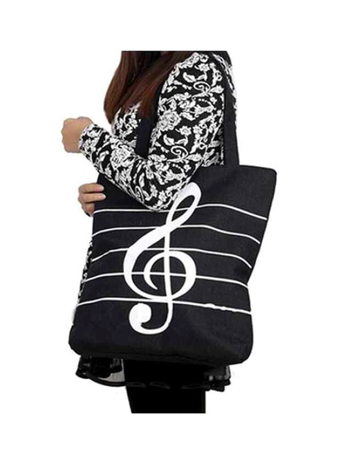 Bluelans Shopper Musical Tote Bag Black/White  - Image 3