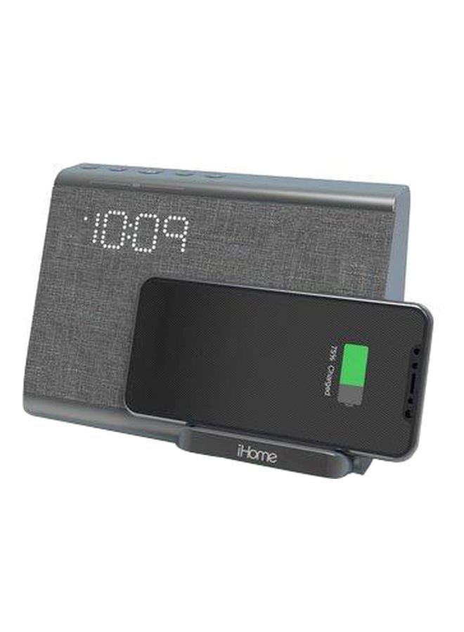 iHome Bluetooth Dual Alarm Clock With Speakerphone And USB Charging Port Grey - Image 1