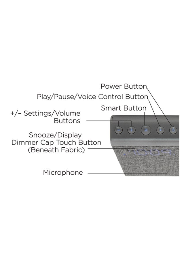iHome Bluetooth Dual Alarm Clock With Speakerphone And USB Charging Port Grey - Image 3