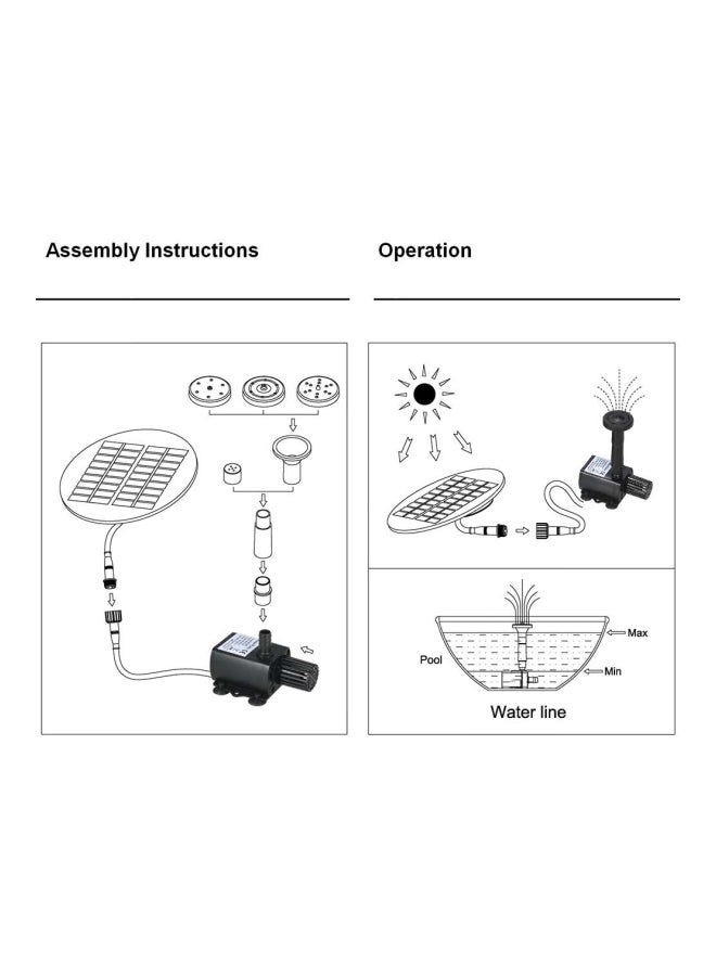 ديسديل طقم مضخة لنافورة الماء تعمل بالطاقة الشمسية أسود - Image 2