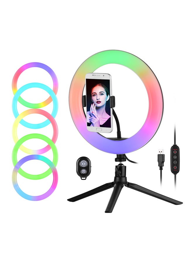 USB Powered RGB Ring Light LED Photography Lamp With Phone Holder White/Black - Image 3
