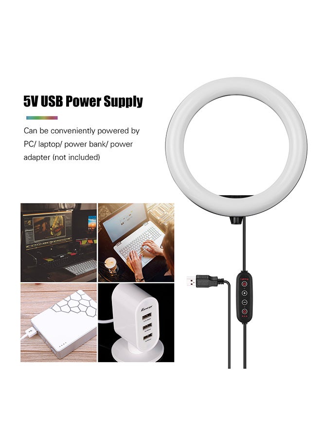USB Powered RGB Ring Light LED Photography Lamp With Phone Holder White/Black - Image 4