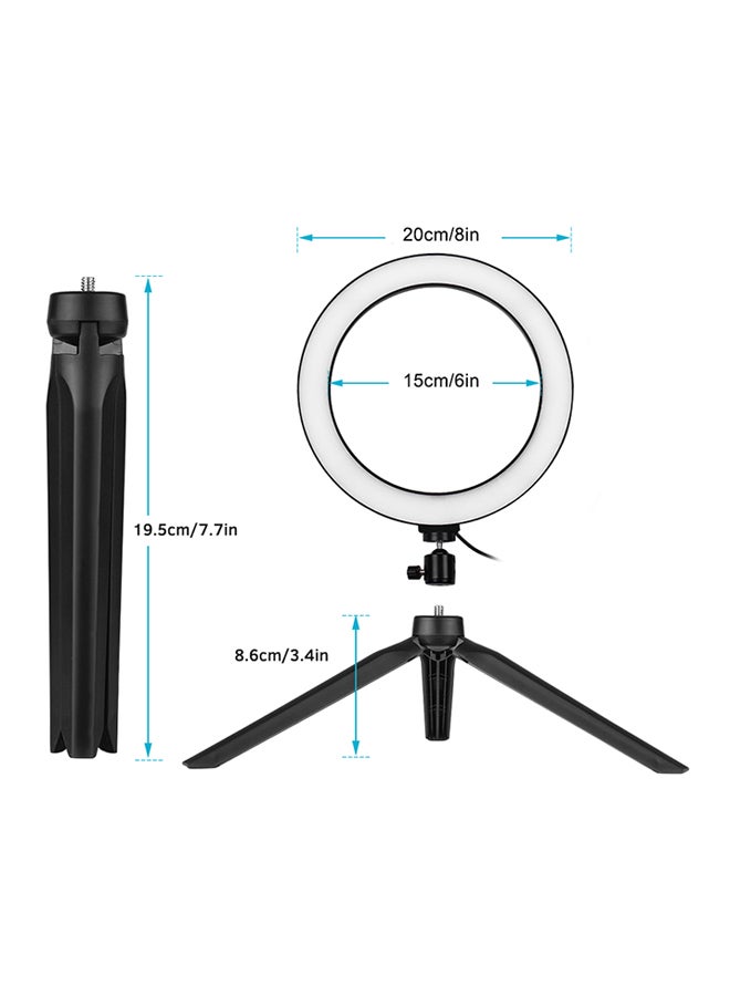 Generic - 8-Inch Desktop LED Ring Light 3200K-5500K Dimmable 3 Light Modes 10 Brightness Levels With Mini Tripod Ballhead Adapter For Live Streaming Online Video Makeup Photography Black - Image 1