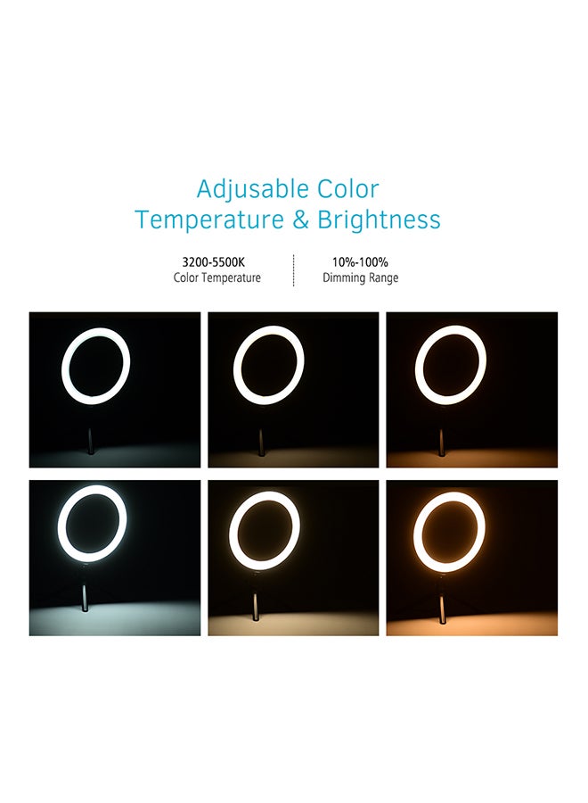 Generic - 8-Inch Desktop LED Ring Light 3200K-5500K Dimmable 3 Light Modes 10 Brightness Levels With Mini Tripod Ballhead Adapter For Live Streaming Online Video Makeup Photography Black - Image 1