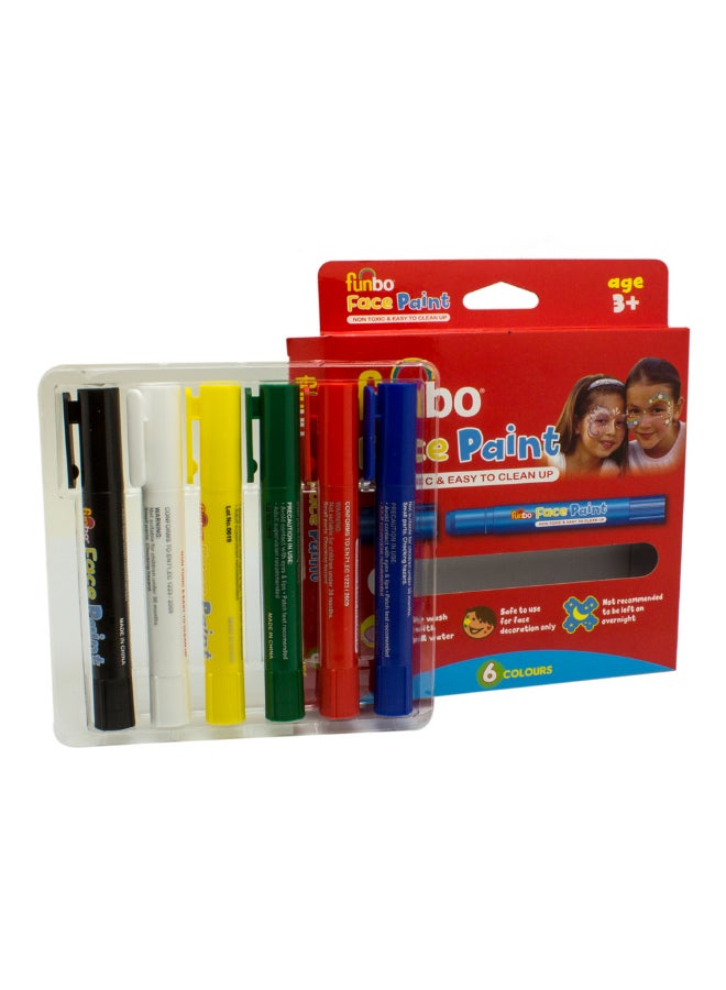 Funbo 6-Piece Face Paint Pen Set Multicolour 