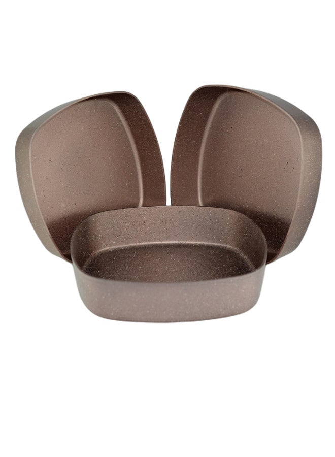 Homemaker - 3-Piece Square Shape Baking Tray Set Brown 28cm - Image 1