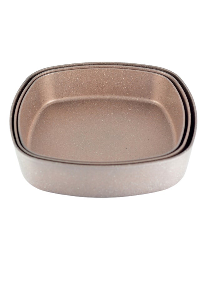 Homemaker - 3-Piece Square Shape Baking Tray Set Brown 28cm - Image 1