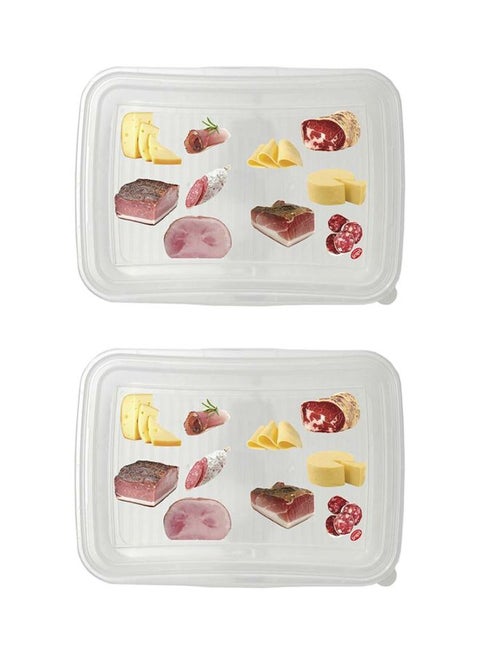 2-Piece Classic Rectangular Fresh Container Set Clear/Red/Yellow