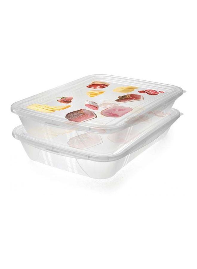 2-Piece Classic Rectangular Fresh Container Set Clear/Red/Yellow