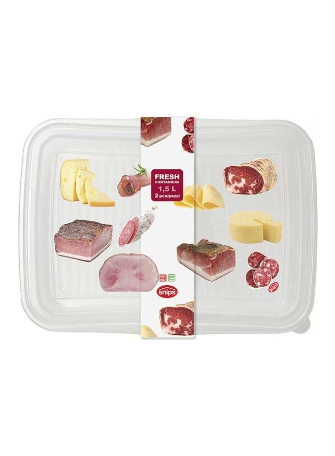 2-Piece Classic Rectangular Fresh Container Set Clear/Red/Yellow