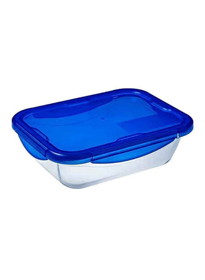 Rectangular Refrigerator Box With Lid Clear/Blue 30x23x9cm