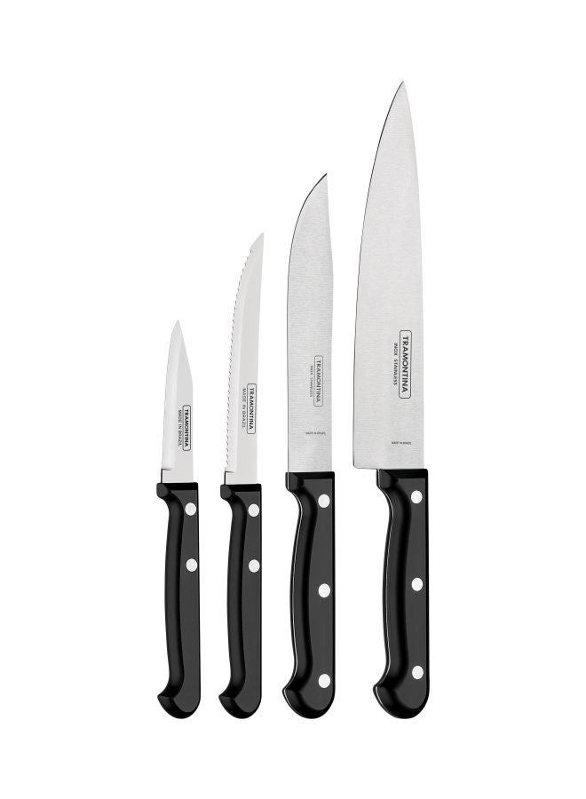 TRAMONTINA Tramontina Ultracorte 4 Pieces Knife Set with Stainless Steel Blade and Black Polypropylene Handle Black/Silver - Image 1