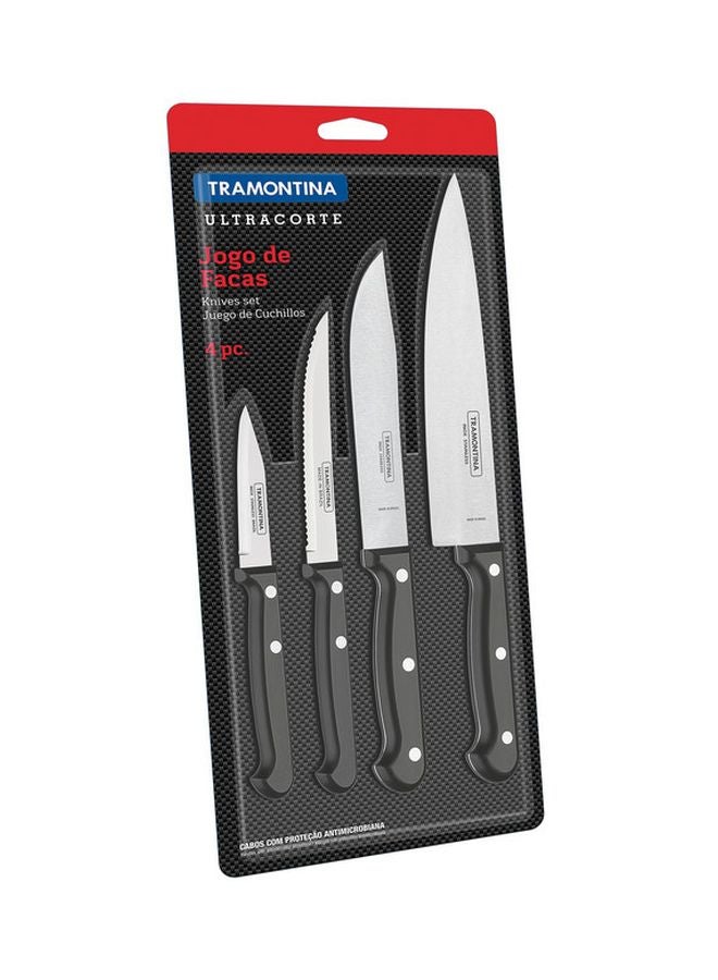 TRAMONTINA Tramontina Ultracorte 4 Pieces Knife Set with Stainless Steel Blade and Black Polypropylene Handle Black/Silver - Image 2