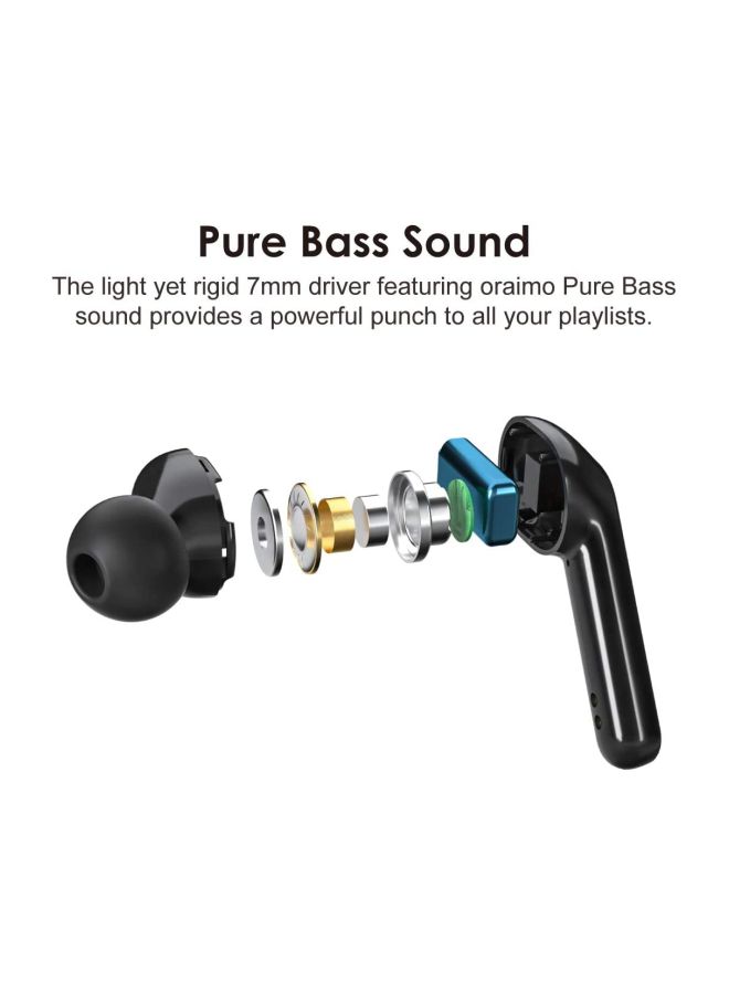 Oraimo In-Ear Bluetooth Earphones With Mic And Charging Case Black - Image 3