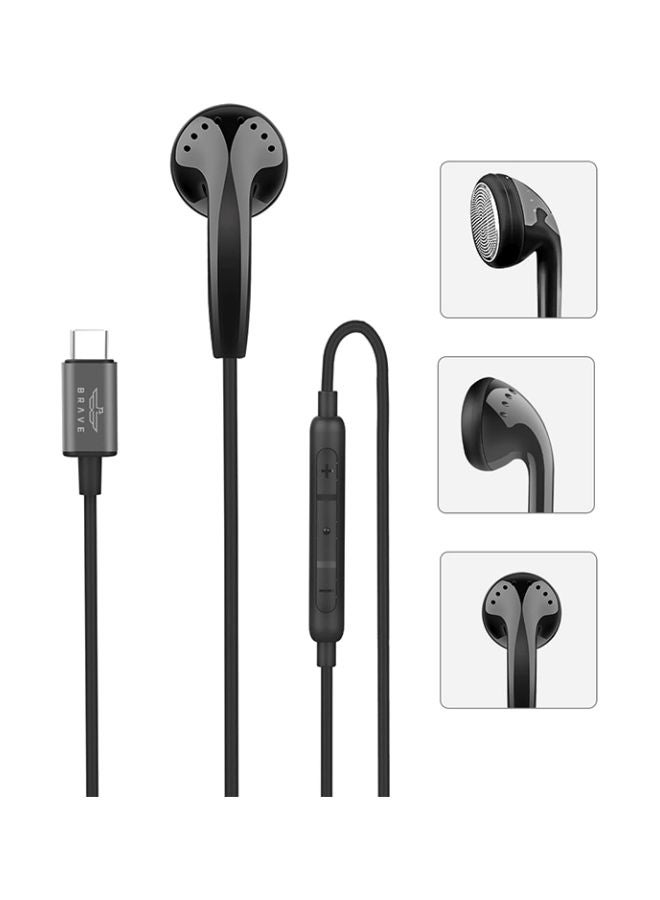 Brave Wired In-Ear Mono Earphone With Mic Black  - Image 2