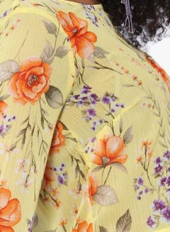 FOREVER 21 Floral Print Bell Sleeve Top Yellow  - Image 3