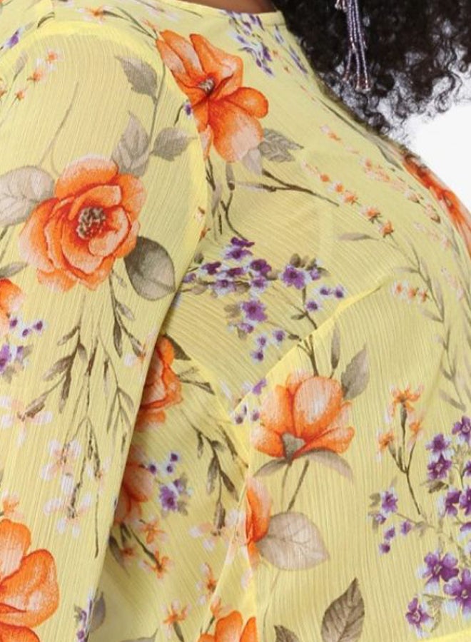 FOREVER 21 Floral Print Bell Sleeve Top Yellow  - Image 3