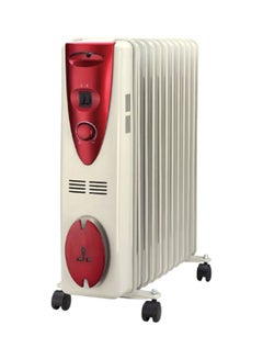13 Fins Oil Filled Radiator Heater| 3 Heat Settings | Adjustable Thermostat | Overheat Protection, Tip-Over Safety Switch | Portable Heater | Power Indicator Light Cord Storage GRH28502 White/Red