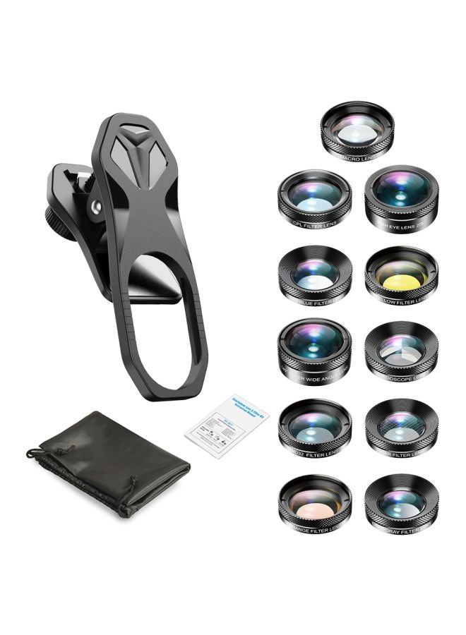 APEXEL 11-In-1 Universal HD Phone Camera Lens Kit Black/Clear  - Image 1