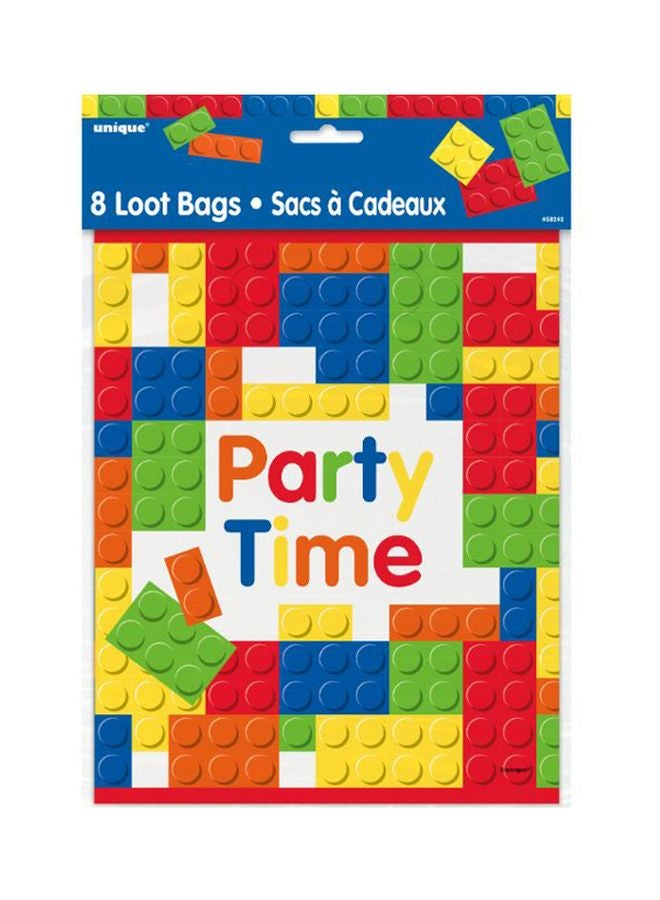 يونيك مجموعة أكياس هدايا مكونة من 8 قطع مزينة بطبعة مكعبات بناء - Image 1
