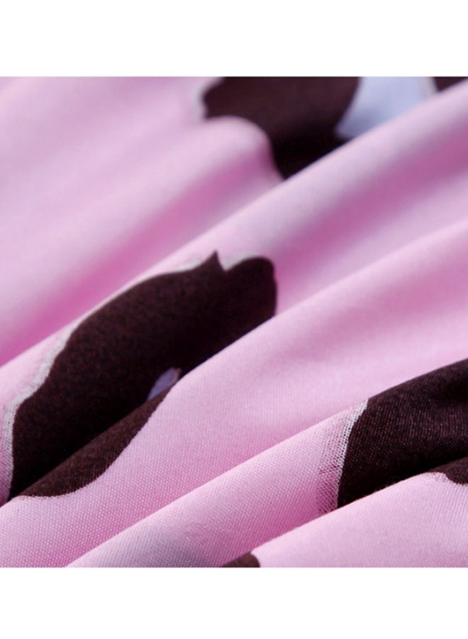 Beauenty 4-Piece Printed Bedding Set Combination Pink/Black/White Quilt Cover 150x200 cm, Pillow Cover 48x74 cm, Fitted Sheet 230x200cm - Image 4