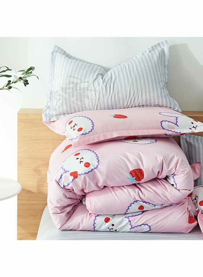 Beauenty 4-Piece Rabbit Printed Bedding Set polyester Pink - Image 3