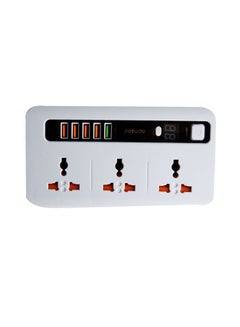 مقبس طاقة متعدد المنافذ مزود بـ 3 مقابس و5 منافذ USB أبيض/ أسود/ برتقالي