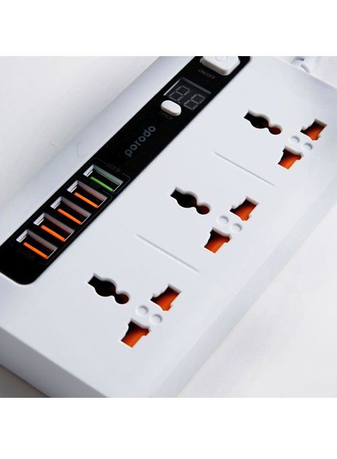 بورودو - مقبس طاقة متعدد المنافذ مزود بـ 3 مقابس و5 منافذ USB أبيض/ أسود/ برتقالي - Image 1