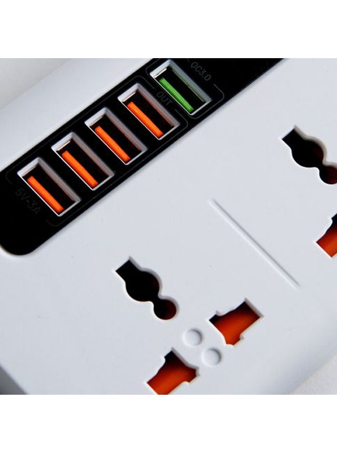 بورودو - مقبس طاقة متعدد المنافذ مزود بـ 3 مقابس و5 منافذ USB أبيض/ أسود/ برتقالي - Image 1