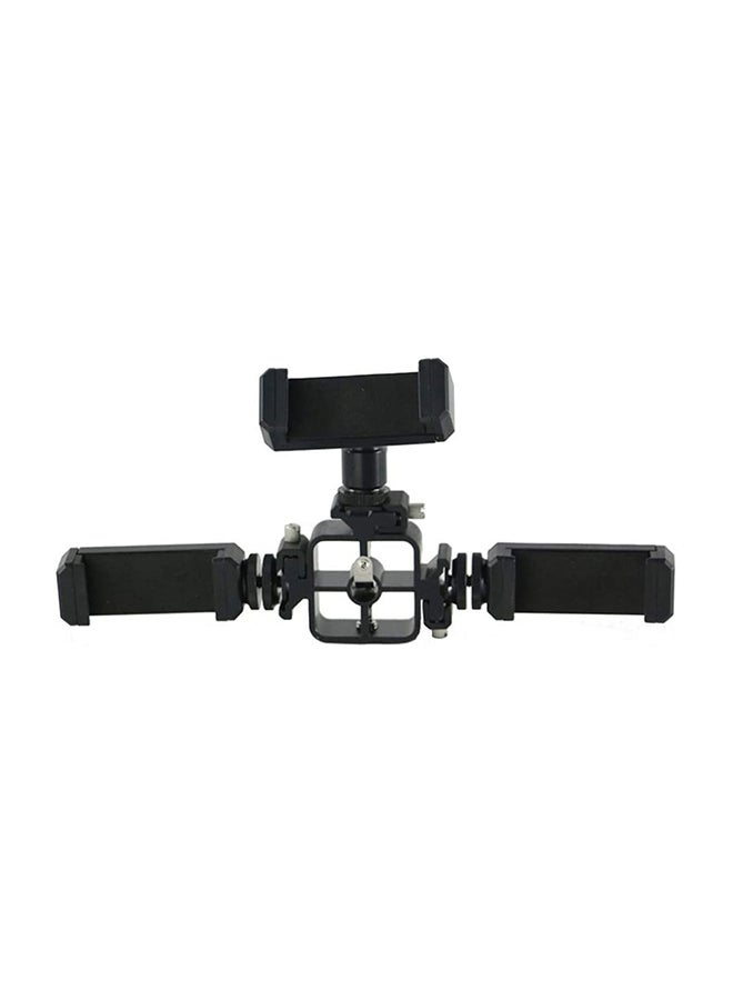 Multi-Functional Three-Head Shoe Flash Camera Bracket Black  - Image 4