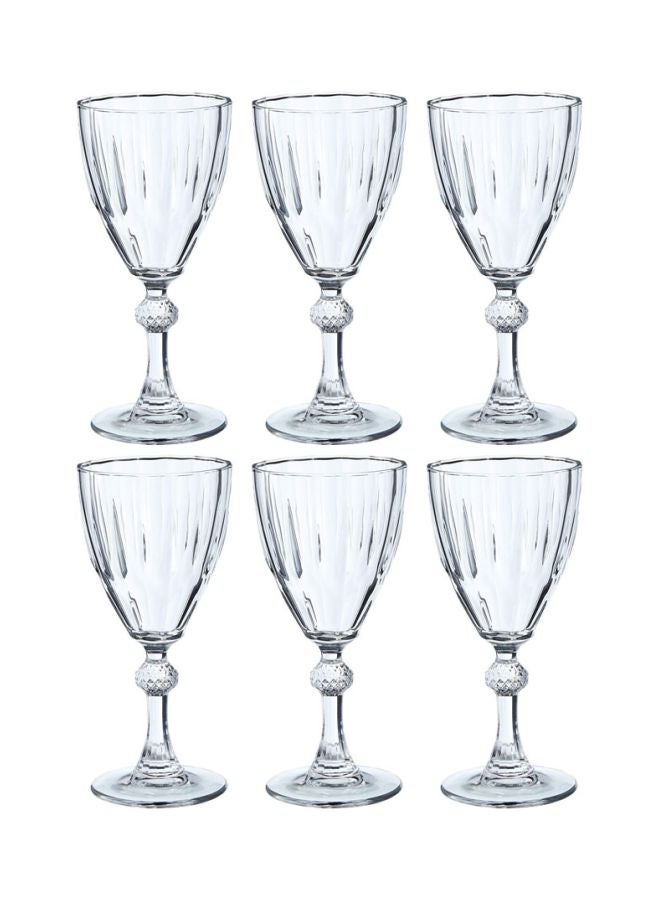 Pasabahce 6-Piece Diamond Goblet Set, 245cc Clear