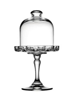 Pasabahce Pattiserie Glass Footed Cake Stand With Dome Clear  - Image 1