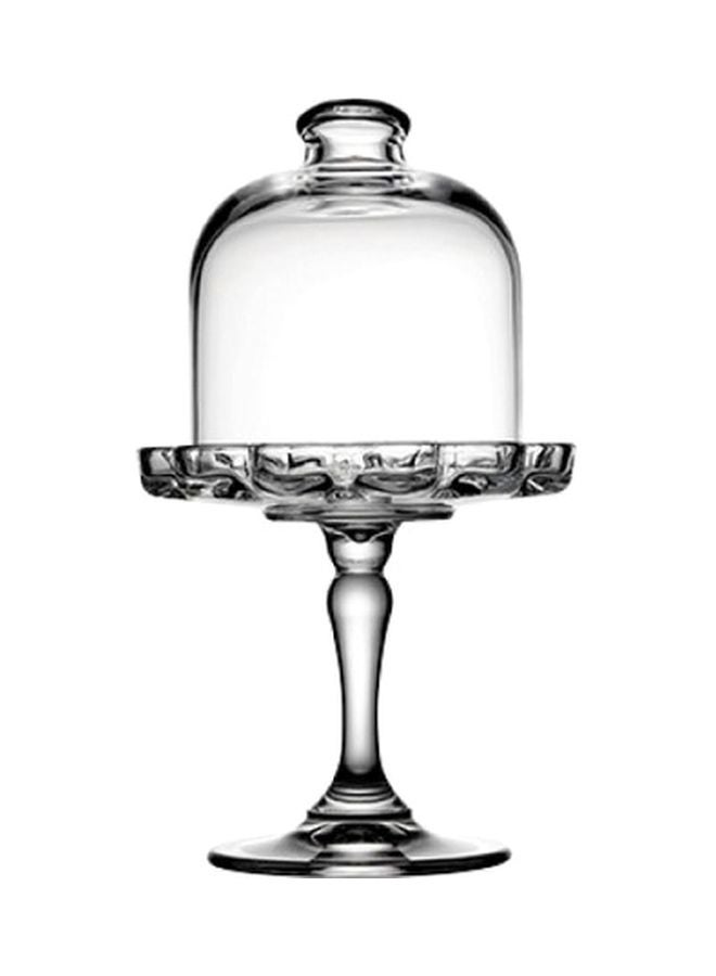 Pasabahce Pattiserie Glass Footed Cake Stand With Dome Clear  - Image 1