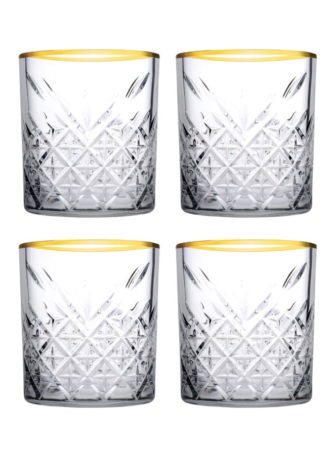 Pasabahce 4-Piece Timeless Tumbler Set, 345cc Clear/Gold