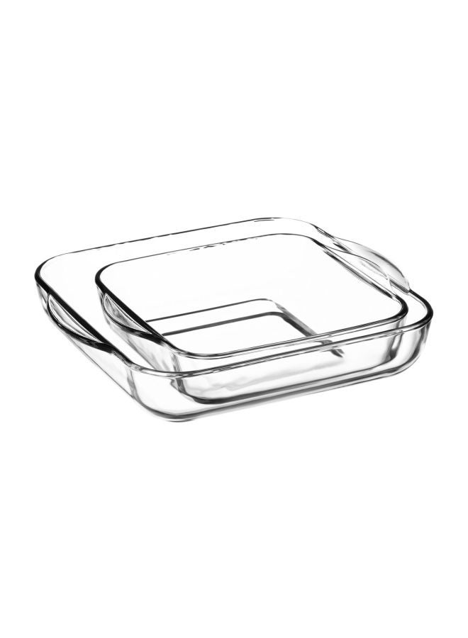 Borcam 2-Piece Glass Ovenwares Clear Large Pan 1x3.2, Small Pan 1x2Liters 