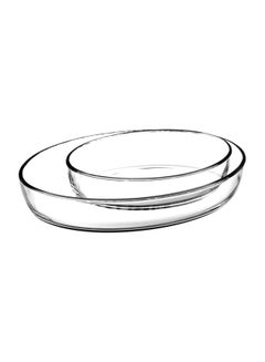 Borcam 2-Piece Glass Ovenwares Clear Large Pan 1x1.55, Small Pan 1x3.2Liters  - Image 1
